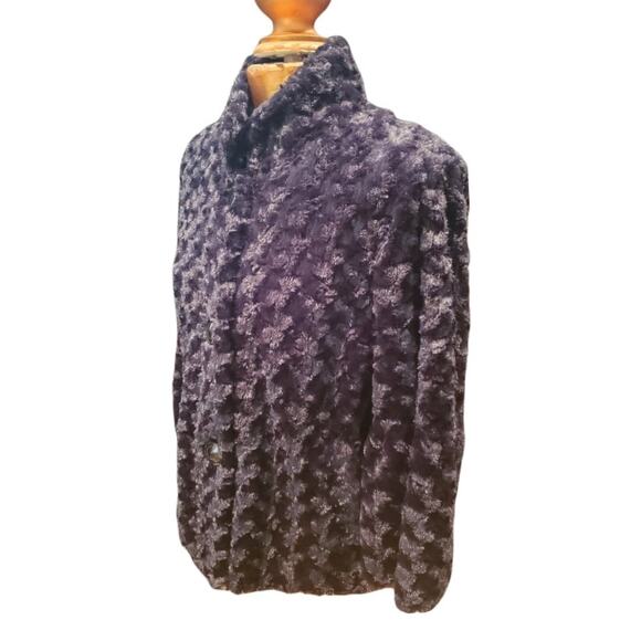 Adrienne by Adrienne Landau Black Faux Fur Jacket Size S/M Button Front, Pockets - Picture 4 of 6